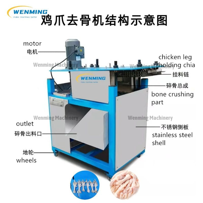 Chicken feet bone removing machine